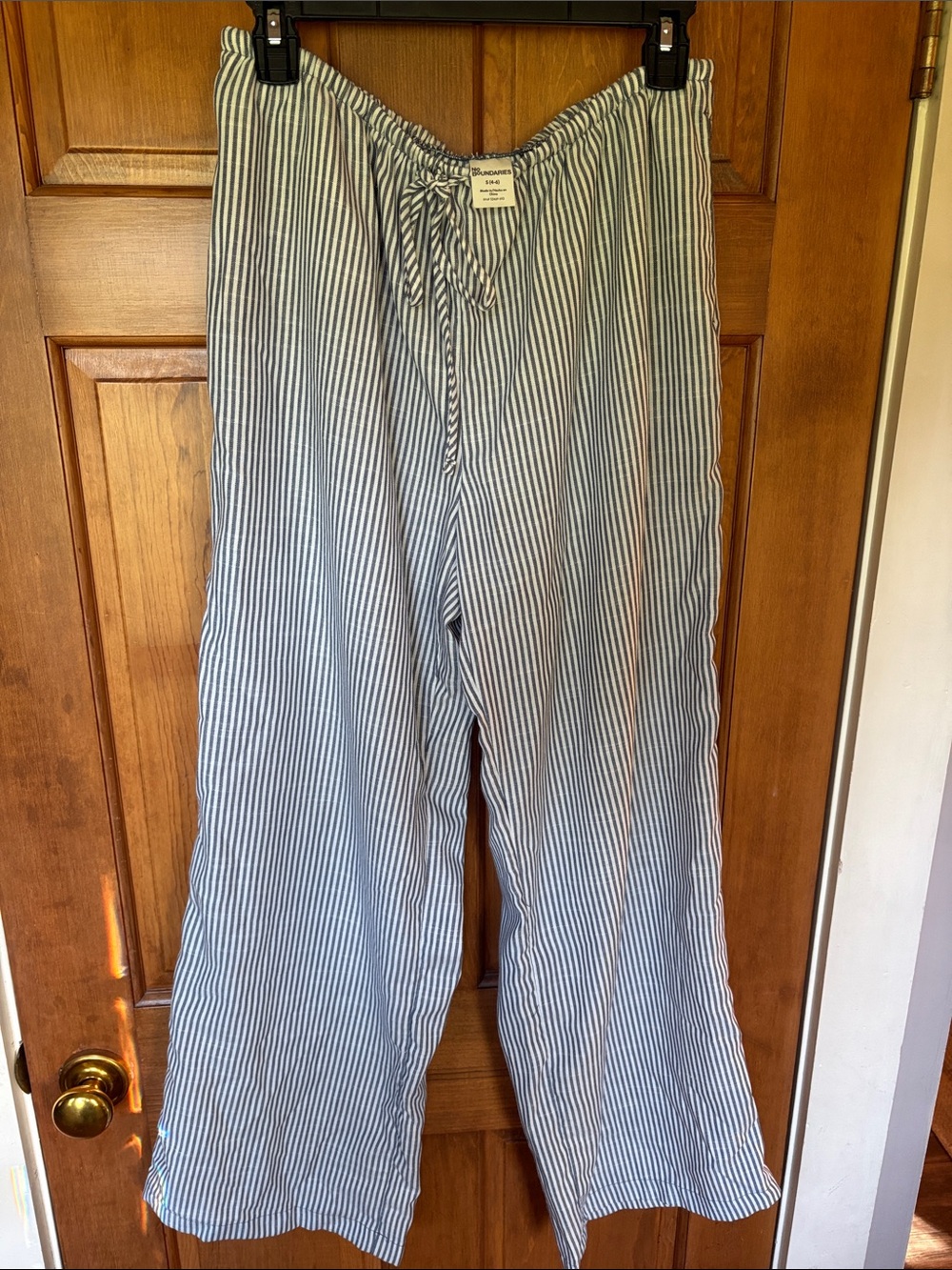 No Boundaries Blue and White Striped Men's Drawstring Chinos